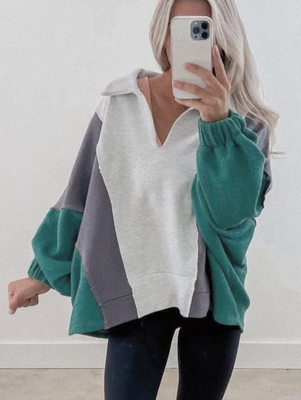 BucketList High Low Exposed Seam Contrast Long Sleeve Sweatshirt